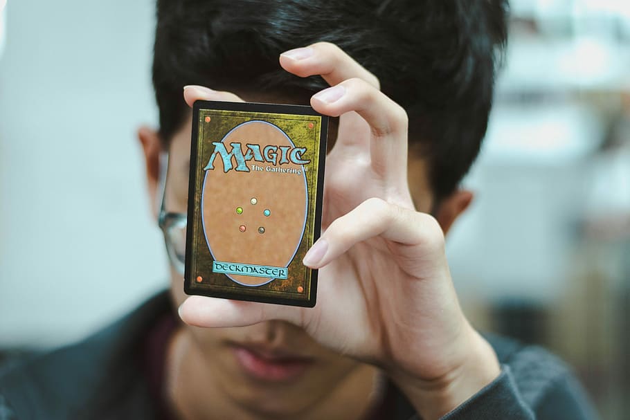 shallow focus photography of Magic the Gathering trading card HD wallpaper