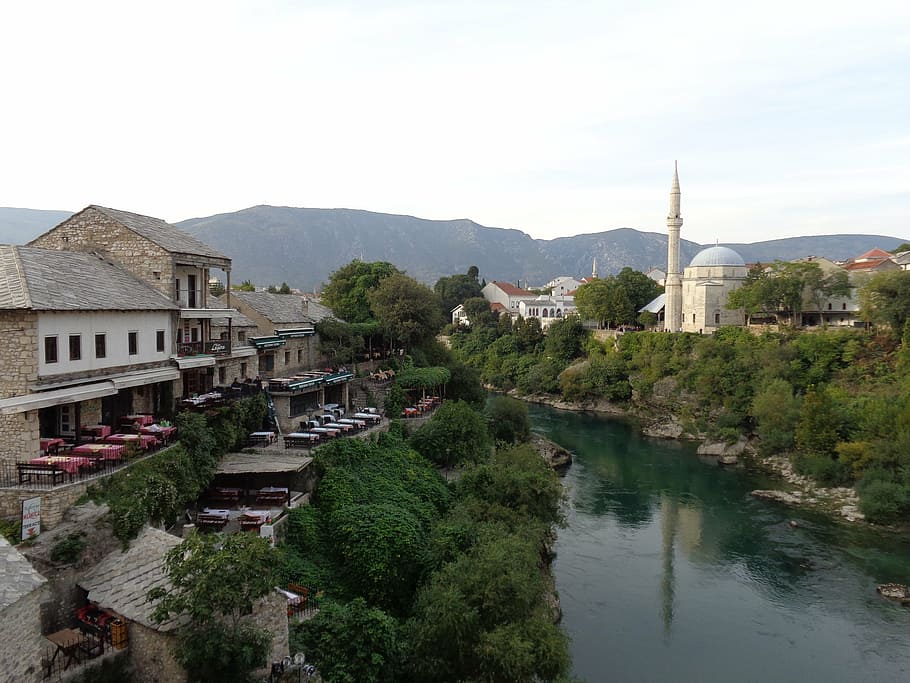 mostar, bosnia, herzegovina, mosque, islam, river, the old town, HD wallpaper