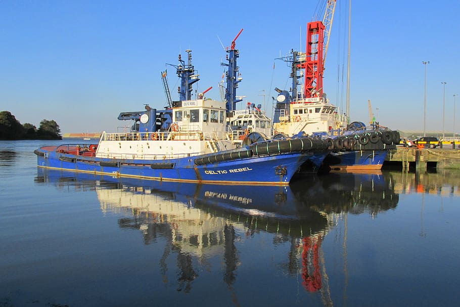 boat, ship, river boat, harbor, dock, blue, water, nautical vessel HD wallpaper