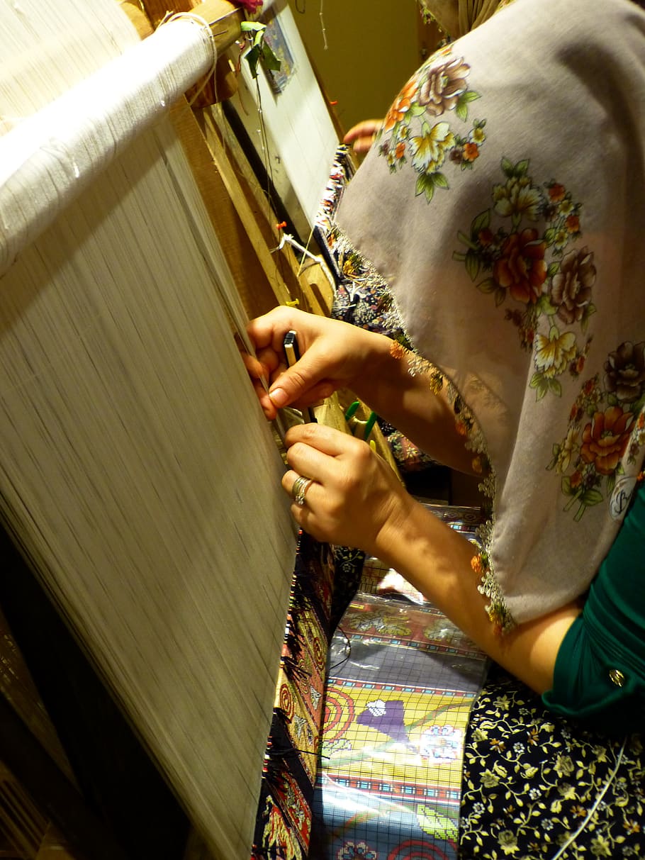 weave, tying, carpet, arbeiterinportrait, weaver, work, craft