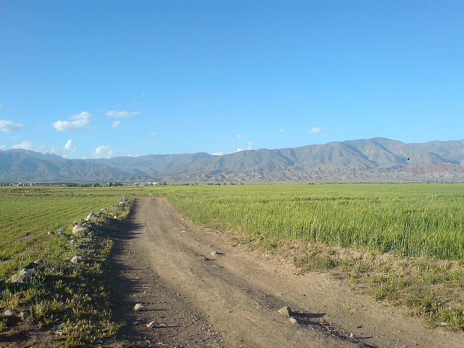 landscape, mountains, sky, clouds, summer, spring, dirt road HD wallpaper