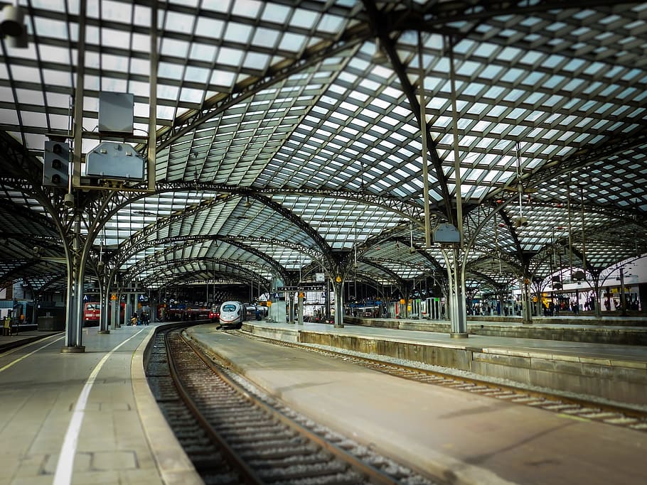 Railway Station, Roof, Cologne, Trains, ice, seemed, catenary, HD wallpaper