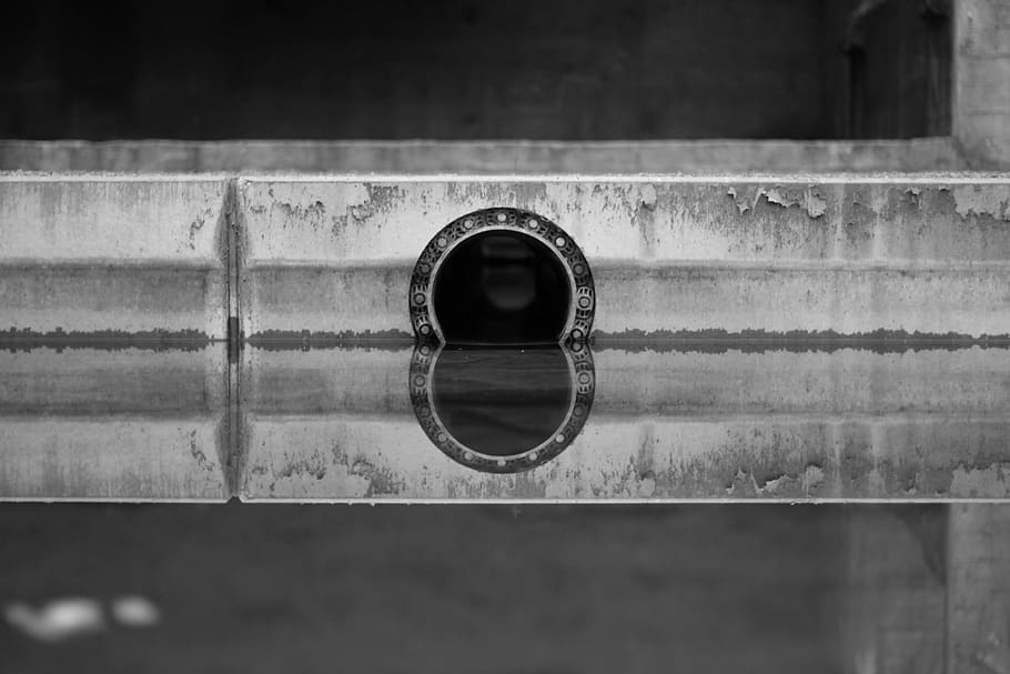 drain, sewage system, water, river, channel, reflection, mirroring HD wallpaper