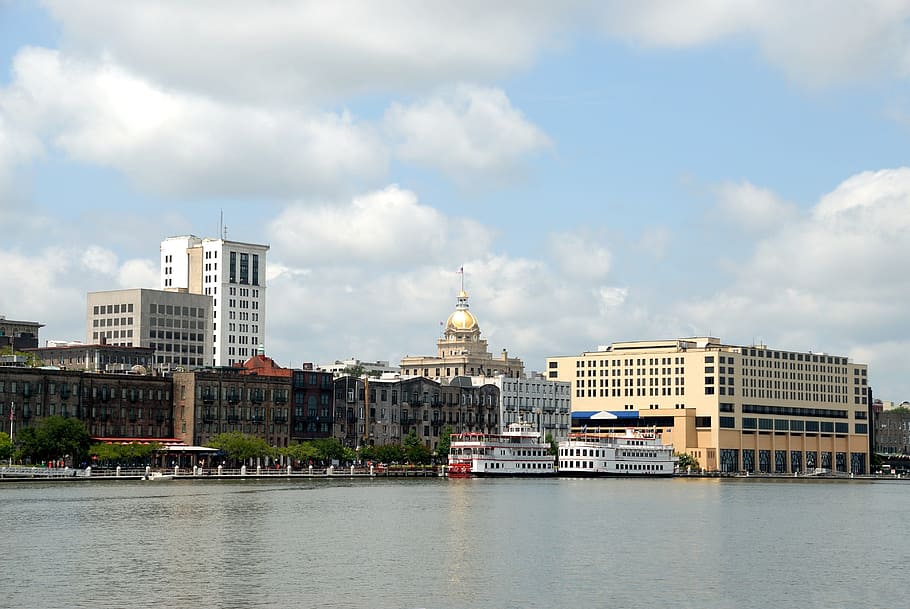 Savannah, Georgia, Georgia, Usa, Riverfront, cityscape, architecture