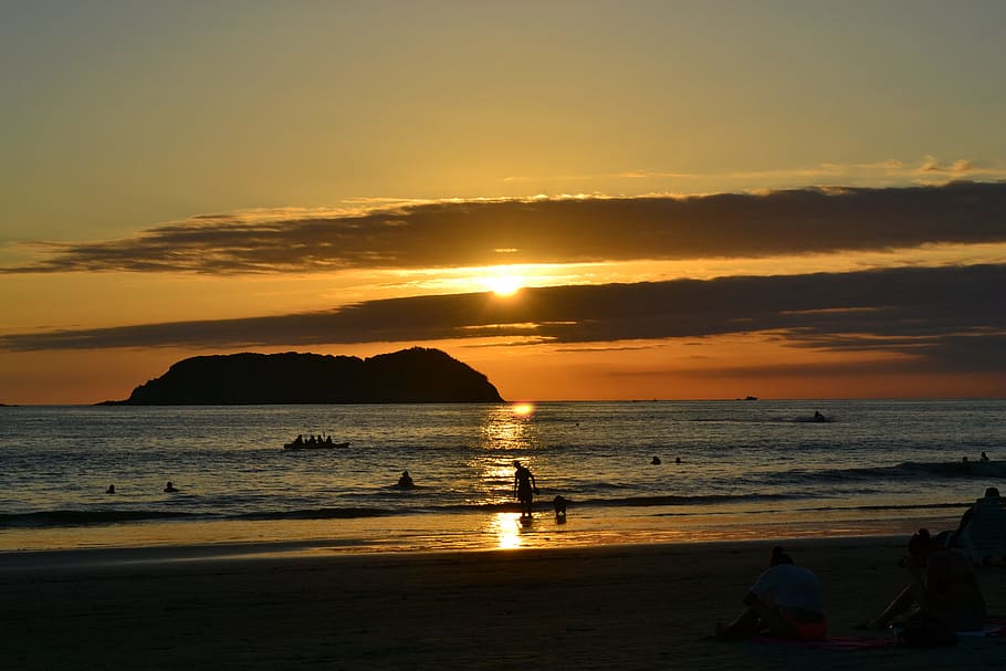 sunset, by sunsets, sol, landscape, beach, nature, sky, horizon HD wallpaper