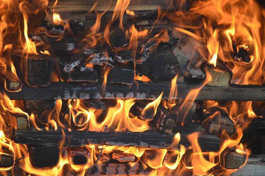 fire, yellow, barbecue, burn, flame, burning, fire - natural phenomenon HD wallpaper