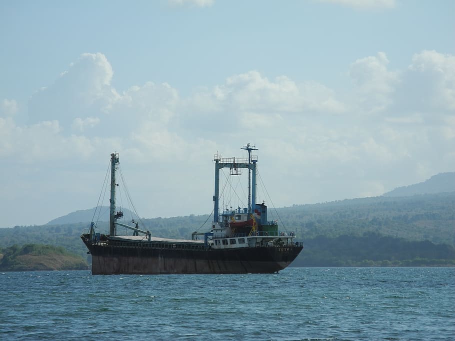 ship, cargo, sea, transportation, sky, nautical vessel, water HD wallpaper