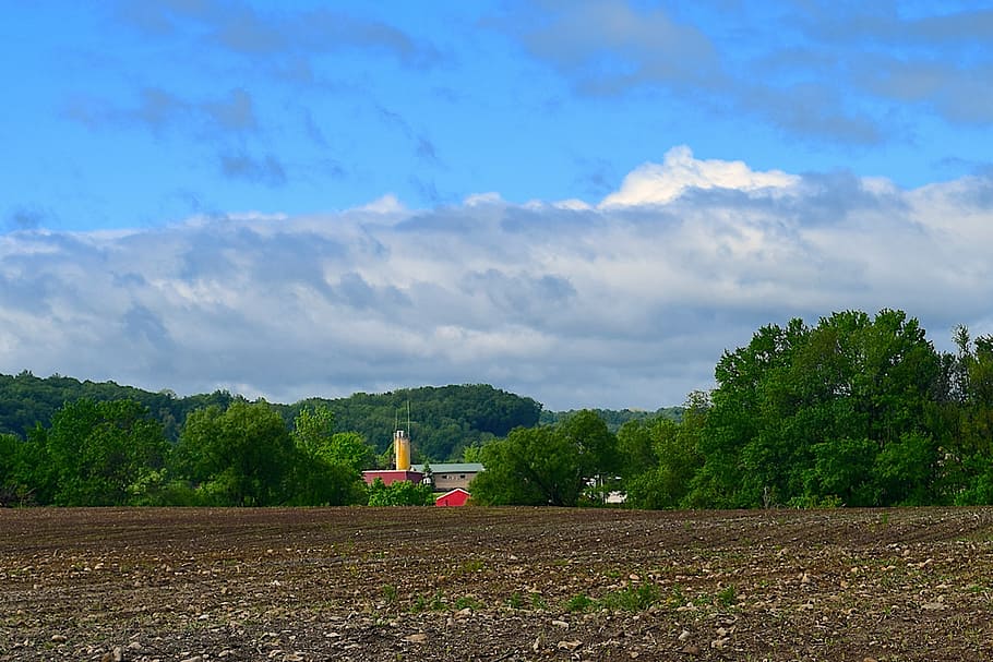 barn, silo, farmland, spring, planting, nature, rural, agriculture HD wallpaper