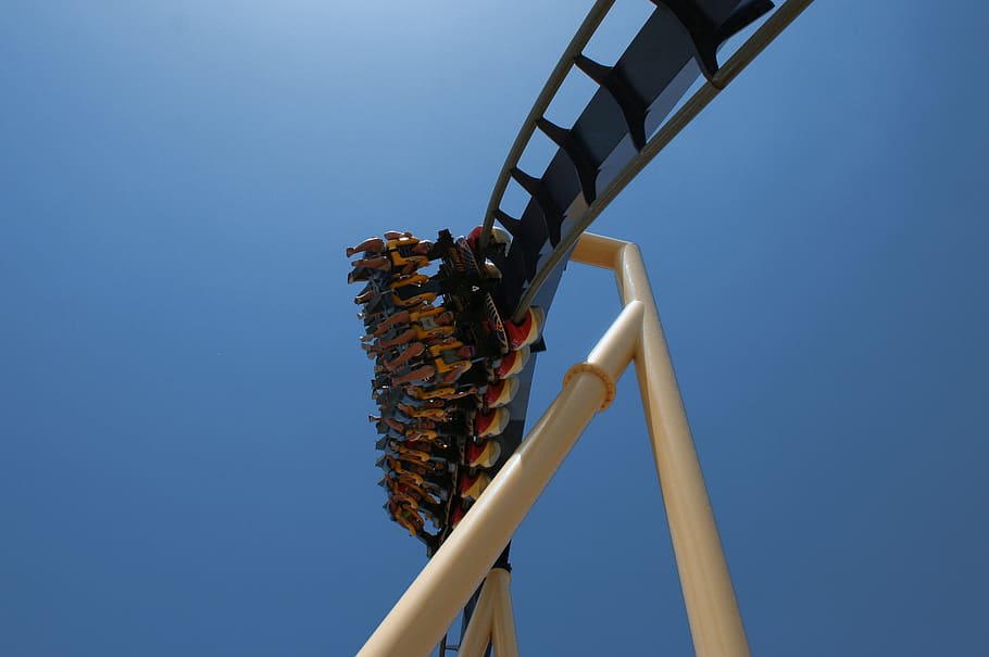 roller coaster, theme park, ride, adrenaline, leisure, fun HD wallpaper