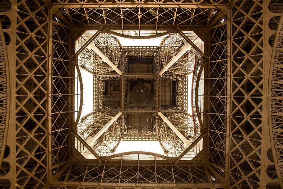 Worms Eye View Of Building Ceiling, architecture, design, eiffel tower HD wallpaper