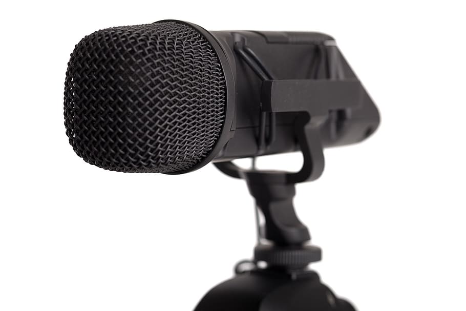 unused black micxrophone, audio, big, broadcast, equipment, external, HD wallpaper