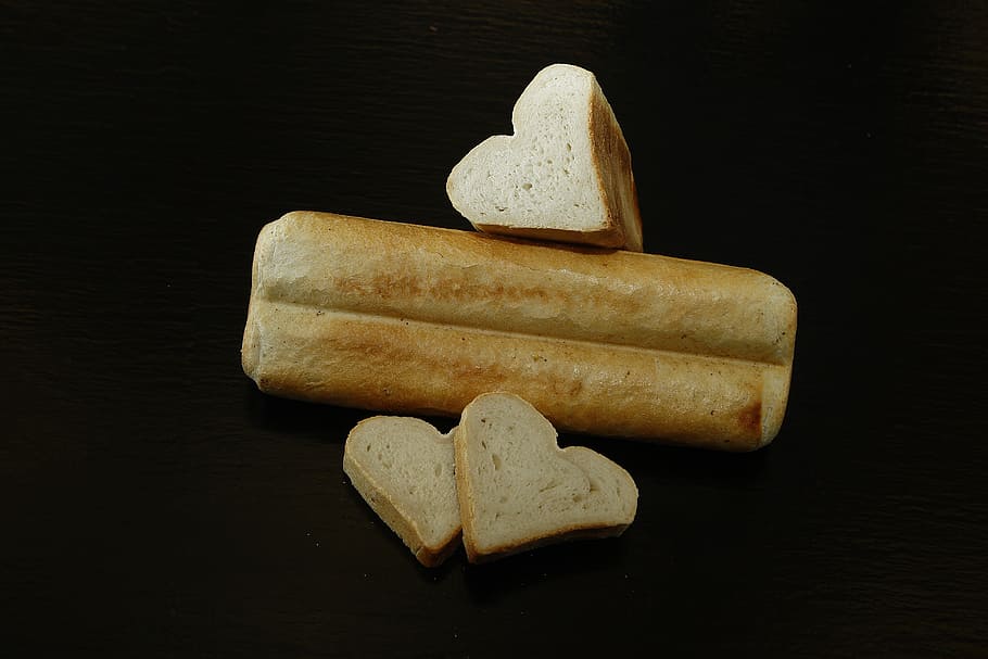 heart bread, baked, baker, bread production, dining, food, craft HD wallpaper