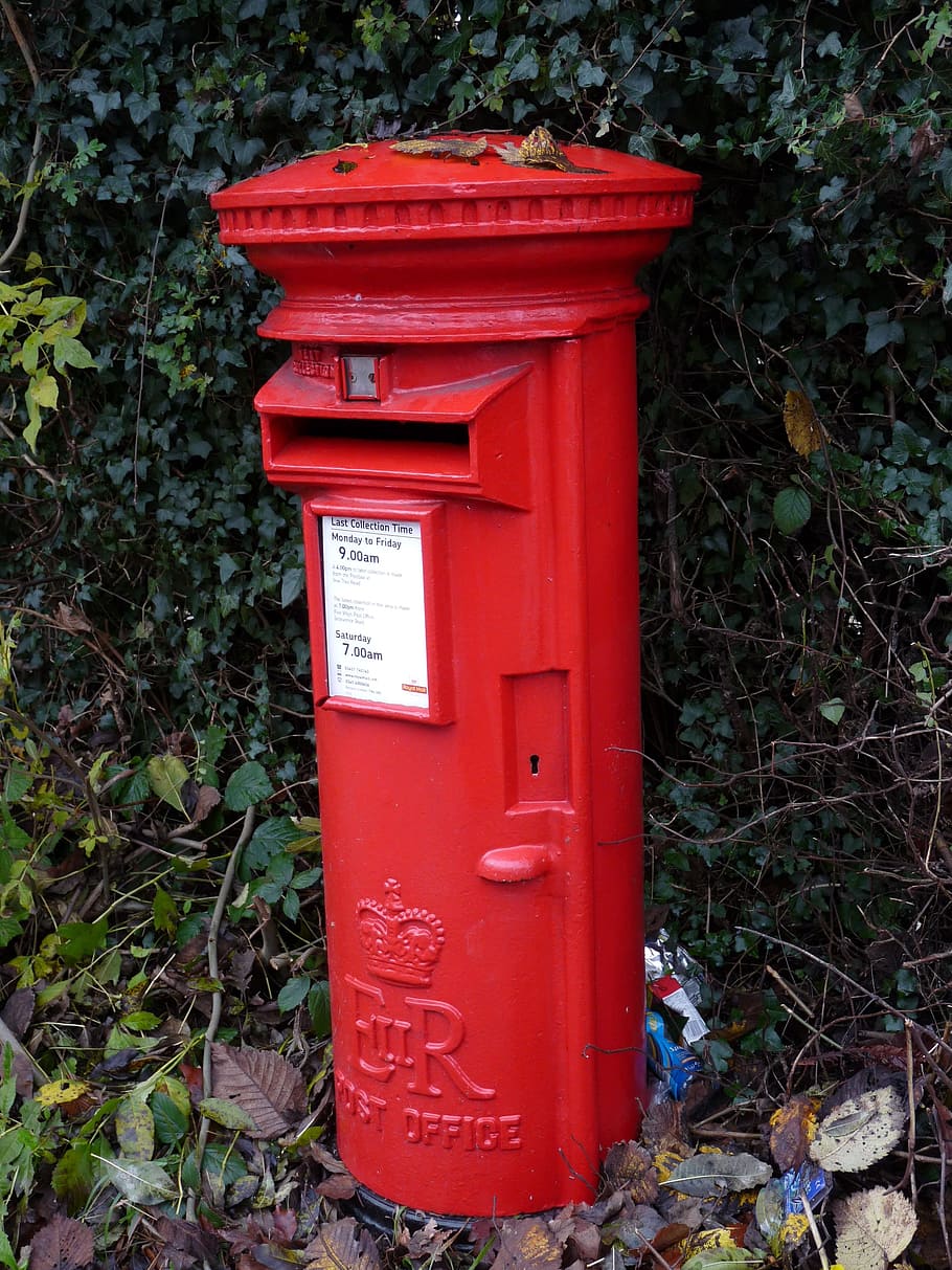 post box red, english, mail, british, letterbox, england, postbox