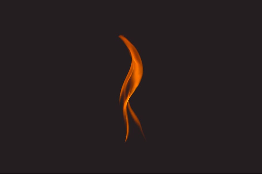 flame illustration, fire, orange, dark, night, black background HD wallpaper