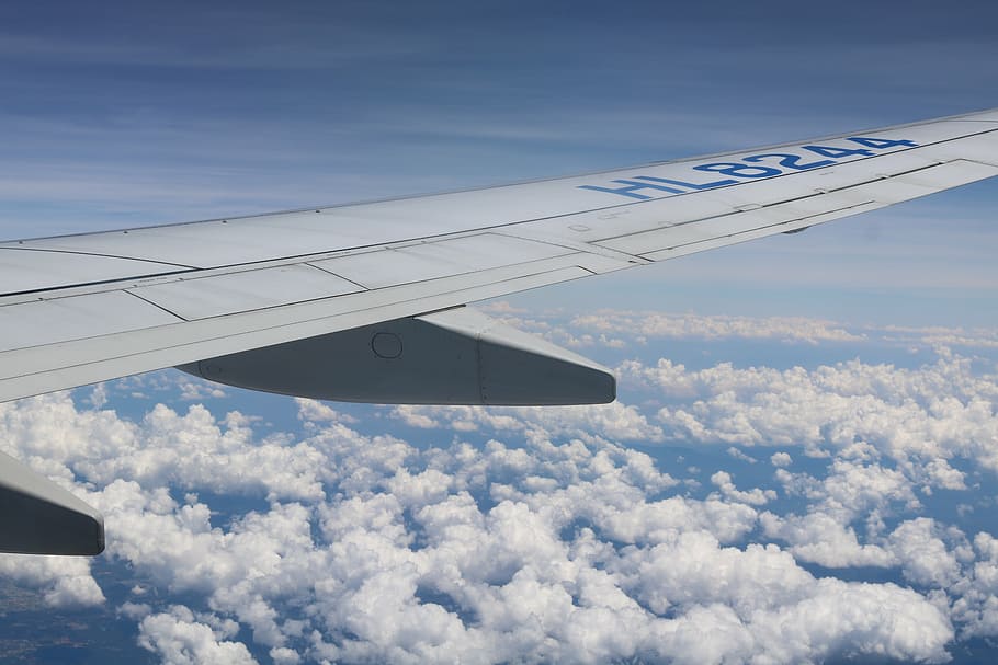 sky, cloud, wing, plane, cloud - sky, air vehicle, airplane HD wallpaper