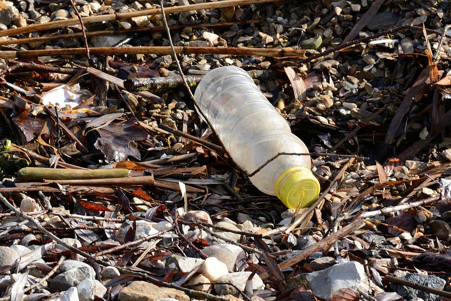 clear plastic bottle on ground, recycling, garbage, environmental protection, HD wallpaper