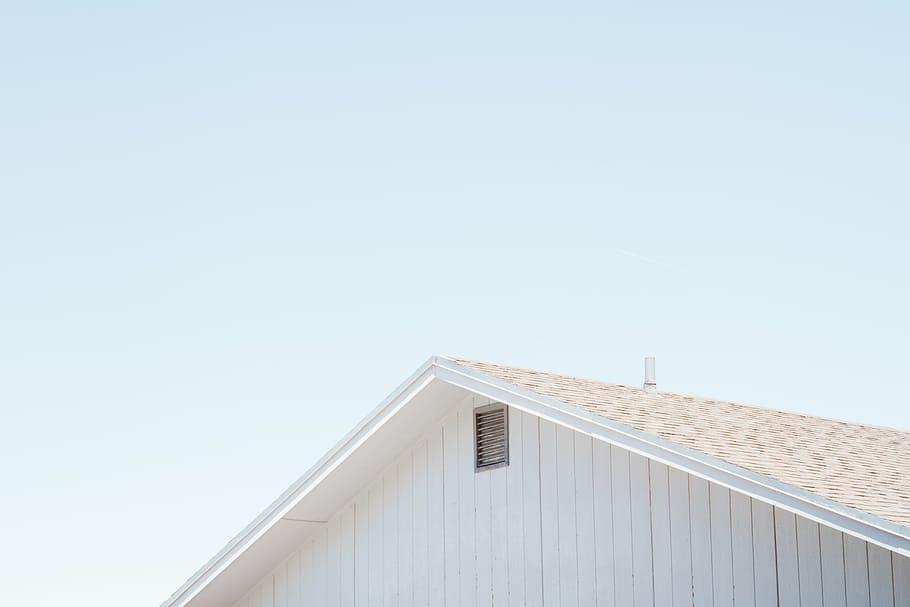 white house with beige roof, architecture, building, blue, building exterior HD wallpaper
