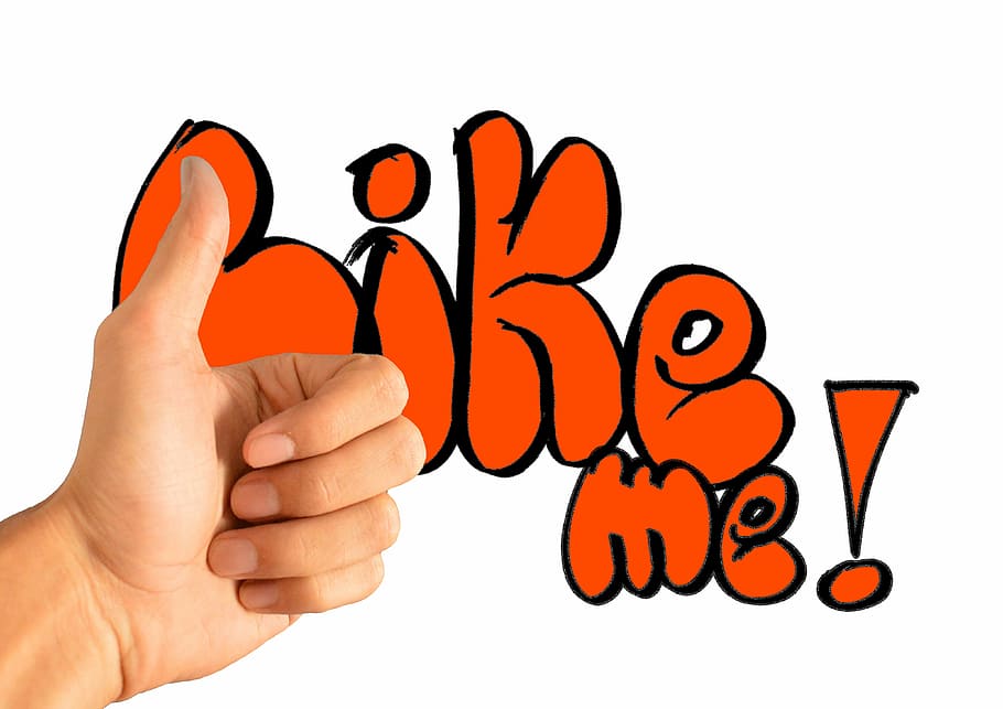 person showing left human thumb near like me! text, facebook HD wallpaper