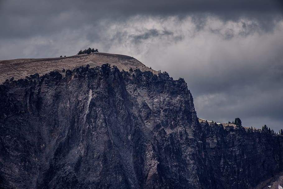 landscape photography of cliff, clouds, mountain, nature, outdoors HD wallpaper