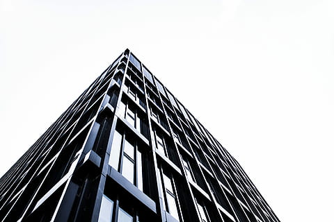 worms eye view of black wall building during daytime, architecture HD wallpaper