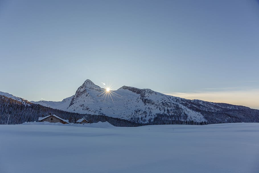 mountain coated in white snow, mountain covered with snow at daytime HD wallpaper