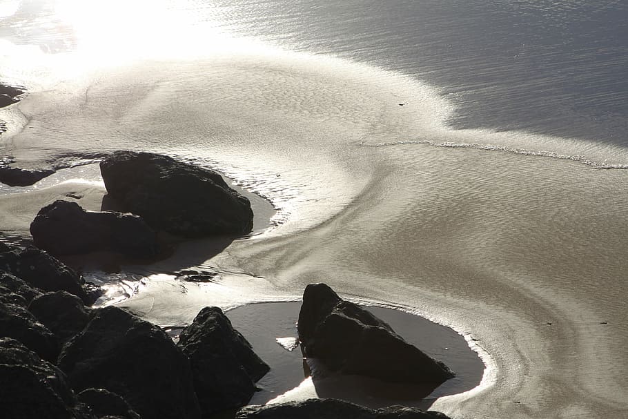 sea, shadow, sand, sunlight, nature, beauty in nature, land HD wallpaper