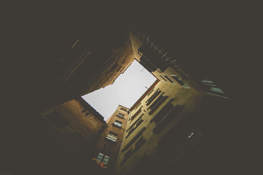 Smallest square, low angle view of high-rise building, light HD wallpaper