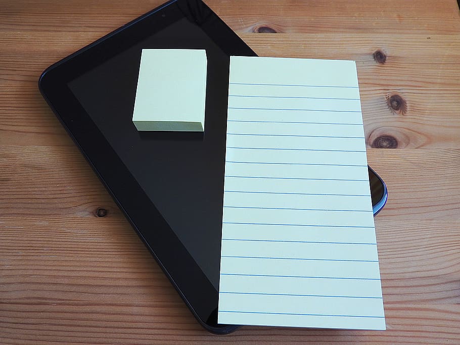 tablet, postit, stickies, adhesive note, wood - material, paper HD wallpaper