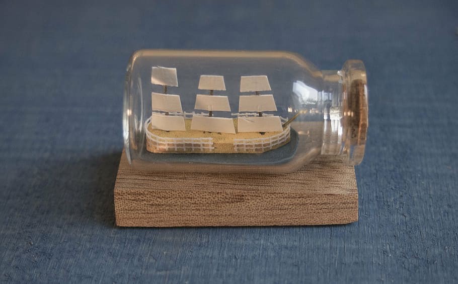 sailing vessel, bottle, miniature, model, toys, bottle ship, HD wallpaper