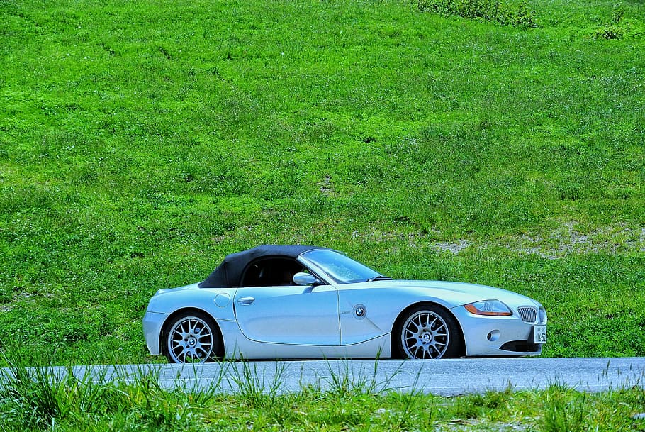 Car, Mountain, summer, grass, green color, driving, transportation HD wallpaper