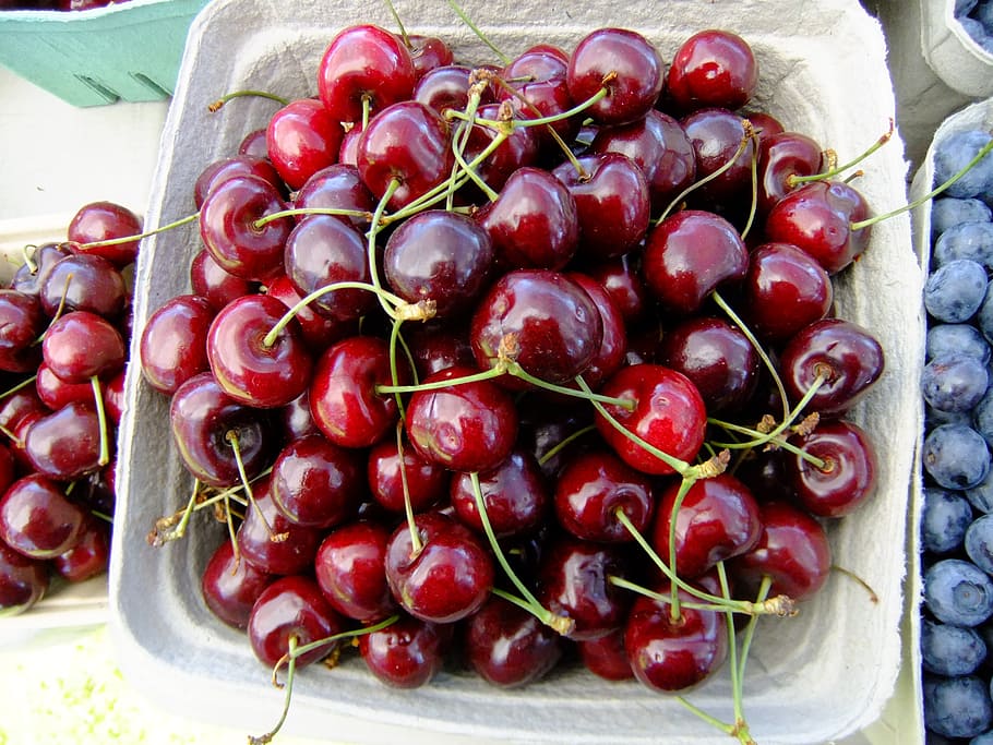 cherries, fruit, red, fresh, healthy, berry, diet, sweet, natural HD wallpaper