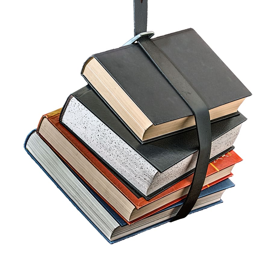 books, isolated, white, background, collection, stack, belt HD wallpaper