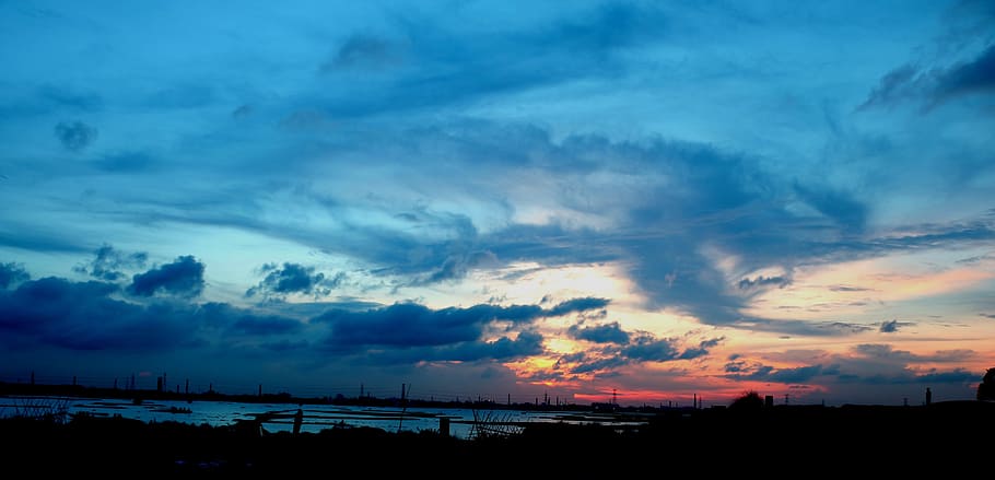 sky, evening, sunset, nature, cloud, sunlight, landscape, sunrise HD wallpaper