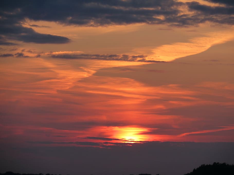 sunset, beautiful, clouds, sky, horizon, cloud - sky, beauty in nature HD wallpaper
