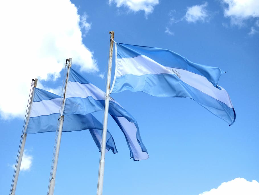 flag, argentina, national flag, mast, light blue and white, HD wallpaper
