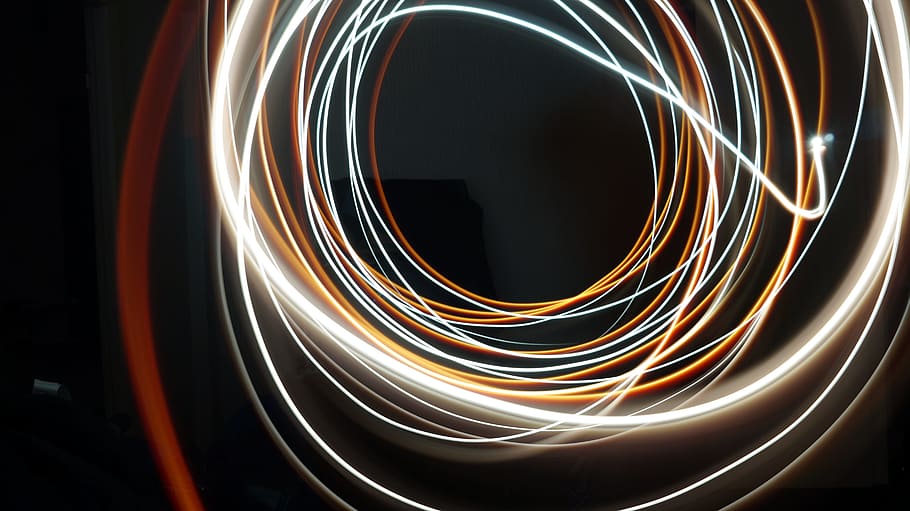 dark, night, abstract, light, blur, light trail, motion, long exposure HD wallpaper