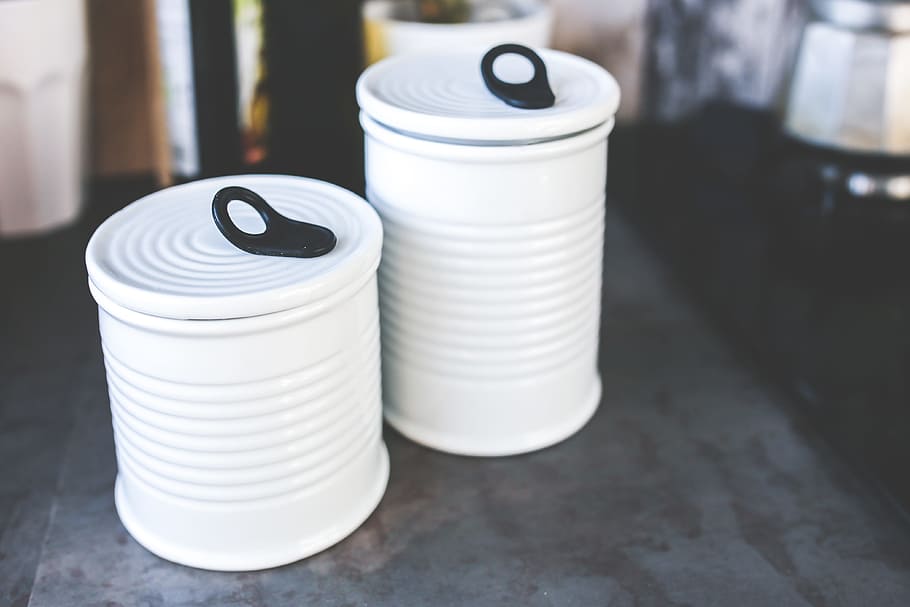 Kitchen ceramic jars, can, ceramics, focus on foreground, container HD wallpaper