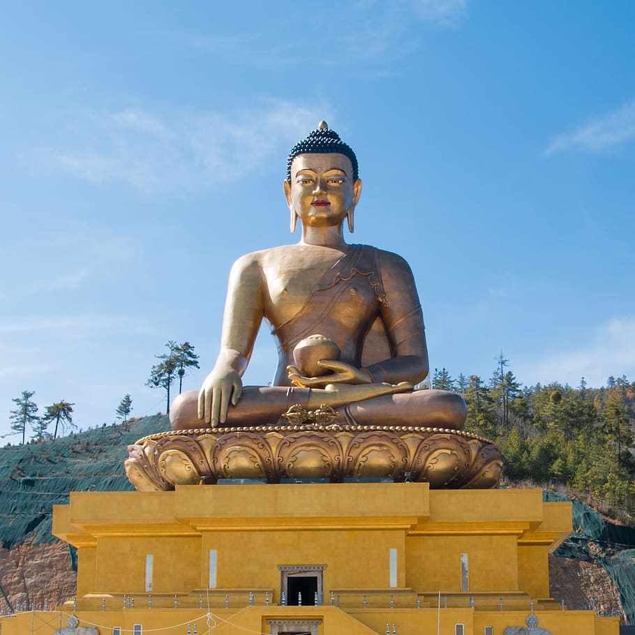 buddha dordenma statue, gautam buddha, buddhism, bhutan, art and craft, HD wallpaper