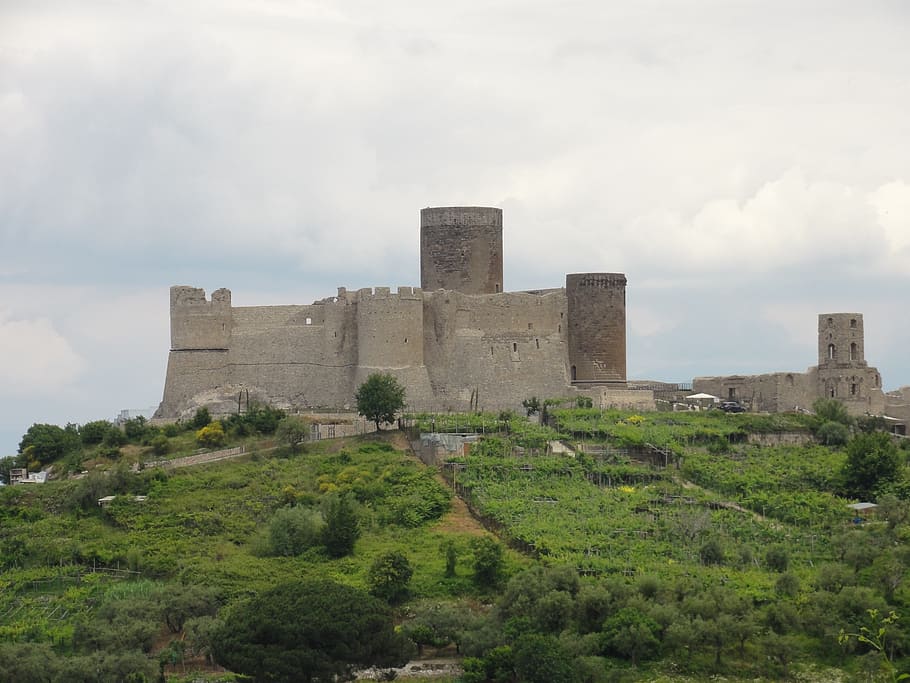 castle, letters, naples, architecture, history, the past, sky HD wallpaper