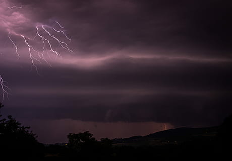 stormy weather, lightning in sky during night time, thunder, energy HD wallpaper