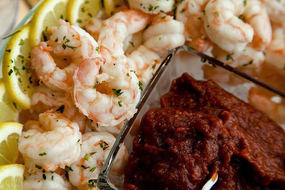 cooked shrimps, seafood, fresh, restaurant, fish, delicious, gourmet, HD wallpaper