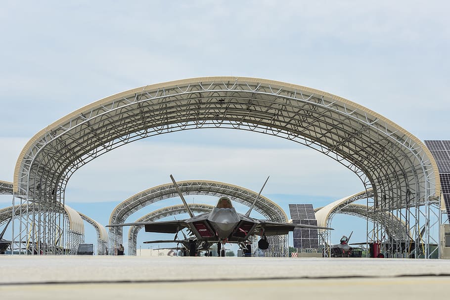 F-22, Raptor, Stealth, arch, sport, sky, group of people, activity HD wallpaper