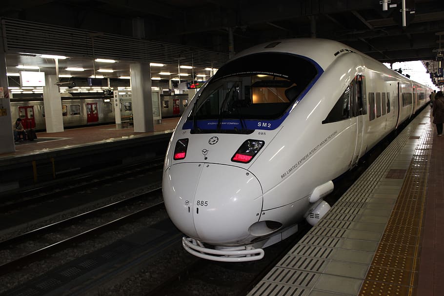 white bullet train, jr kyushu, 885 system, seagull, sonic, rail transportation, HD wallpaper