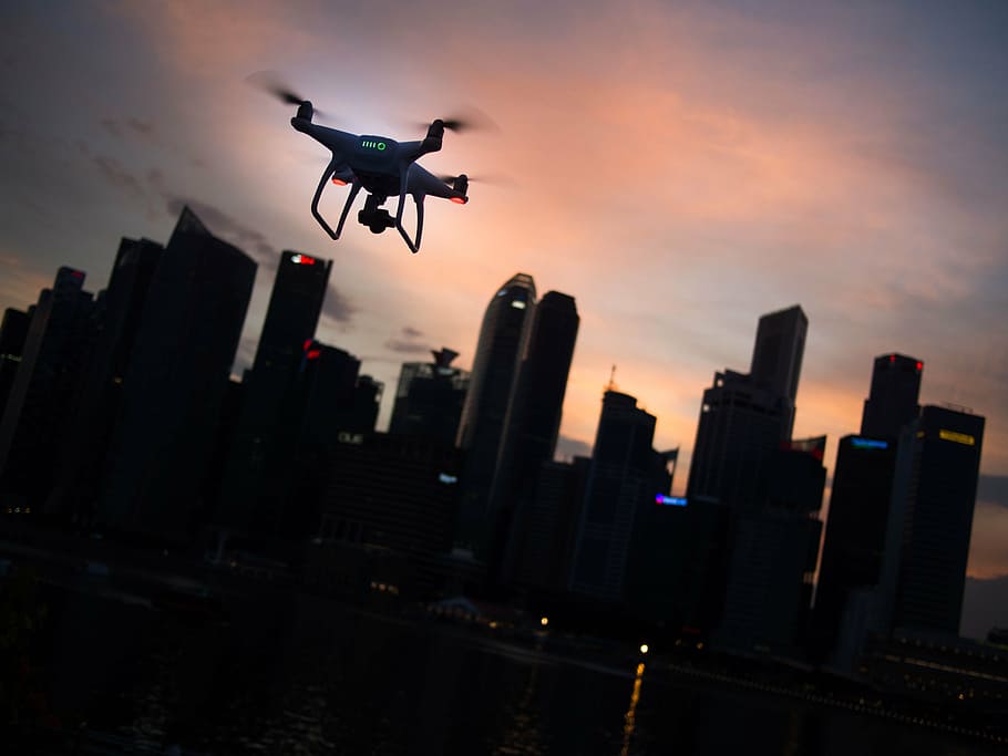 black drone turned-on, architecture, building, infrastructure HD wallpaper
