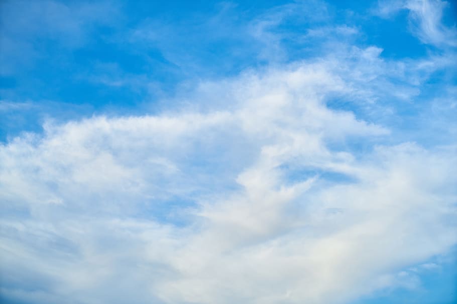 cumulus clouds, blue, composition, sky, white, white clouds HD wallpaper
