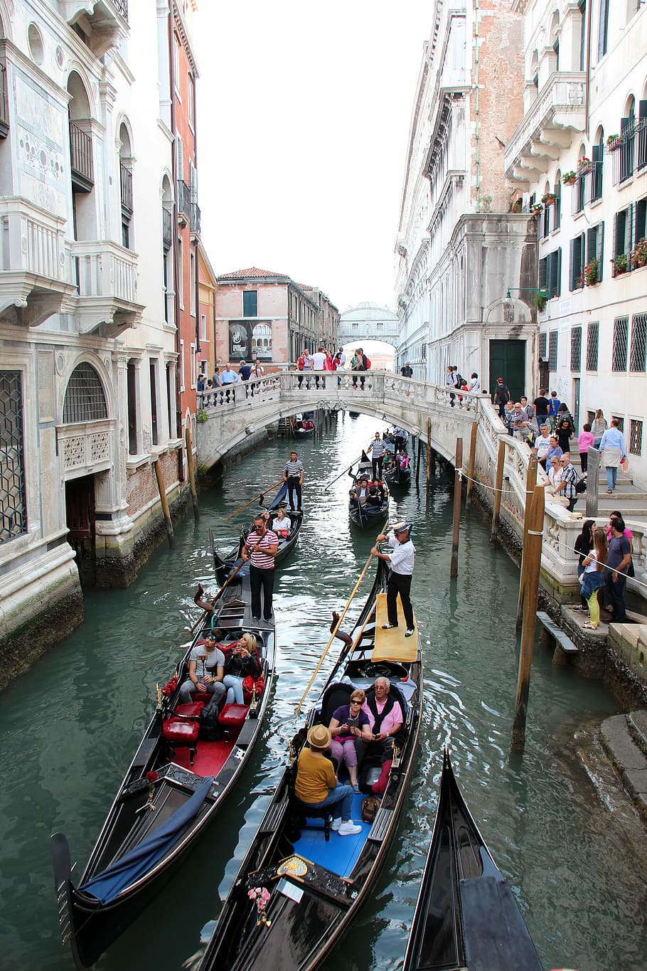 Gondolas, Canals, Venice, 2016, gondola - traditional boat HD wallpaper