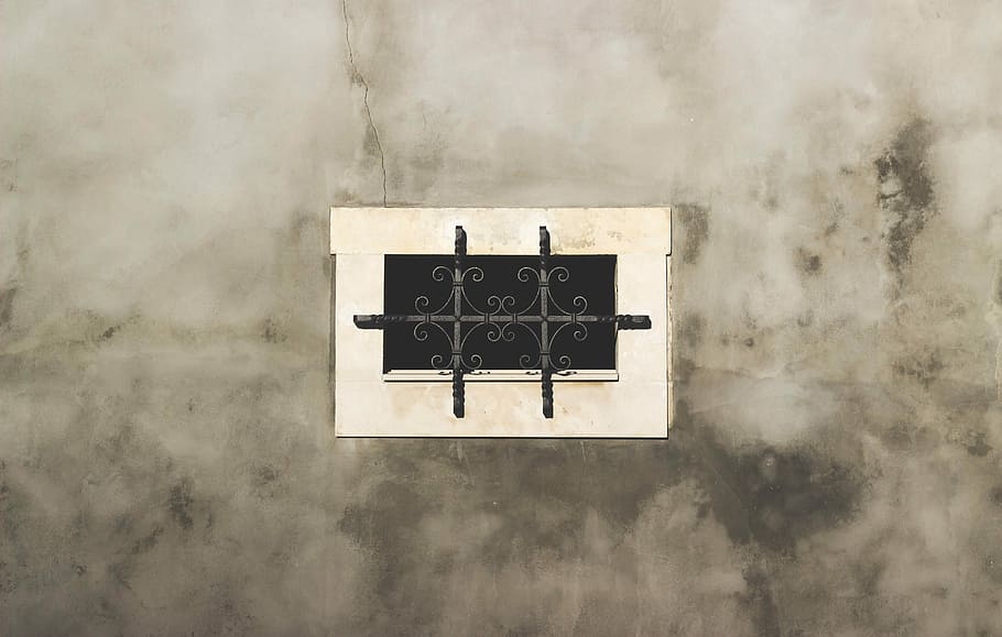 white and black vent, black metal fence, hole, dark, construction HD wallpaper