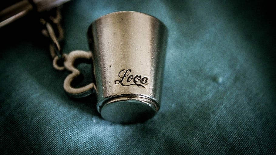 Cup of Love !, gray steel cup accessory, keychain, drinking vessel HD wallpaper