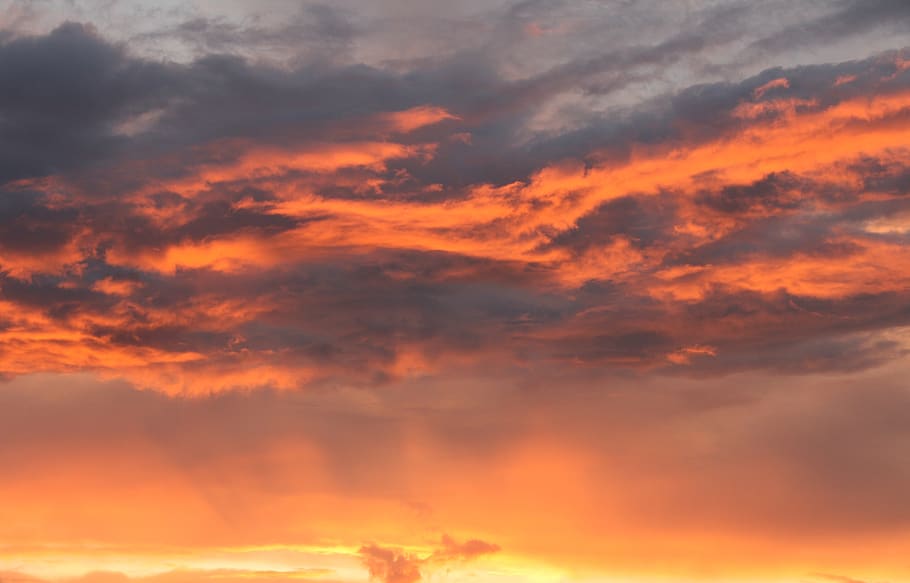 sky, sunset, red, clouds, the evening sky, cloud - sky, orange color HD wallpaper