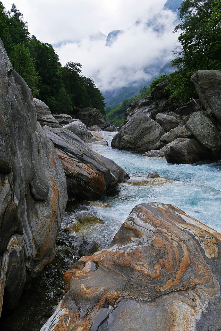 Water, Wild, River, Nature, Verzasca, stones, rock - object, HD wallpaper